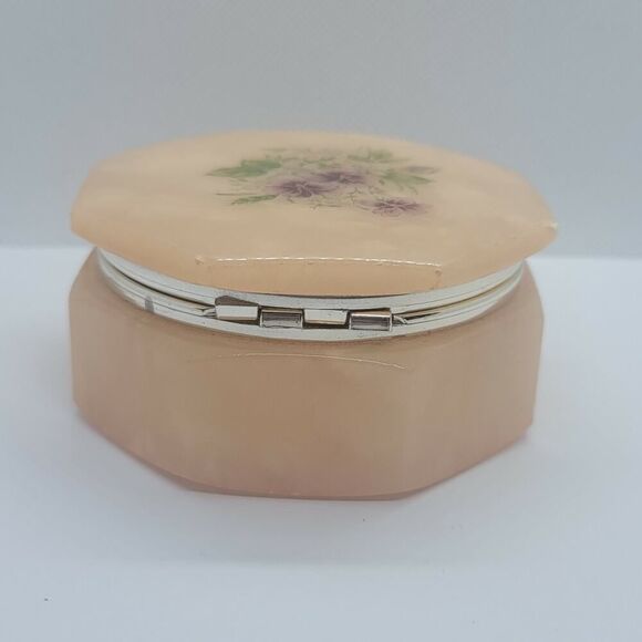 Vintage Genuine Alabaster Hand Carved Made in Italy Hinged Trinket/Jewelry Box - Picture 5 of 12